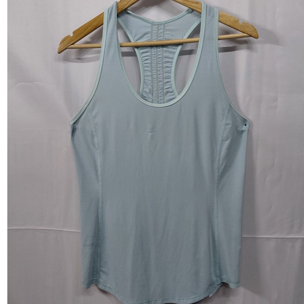 Lululemon Tip Racerback Tank Top Light Blue Knit Women See Measurements
